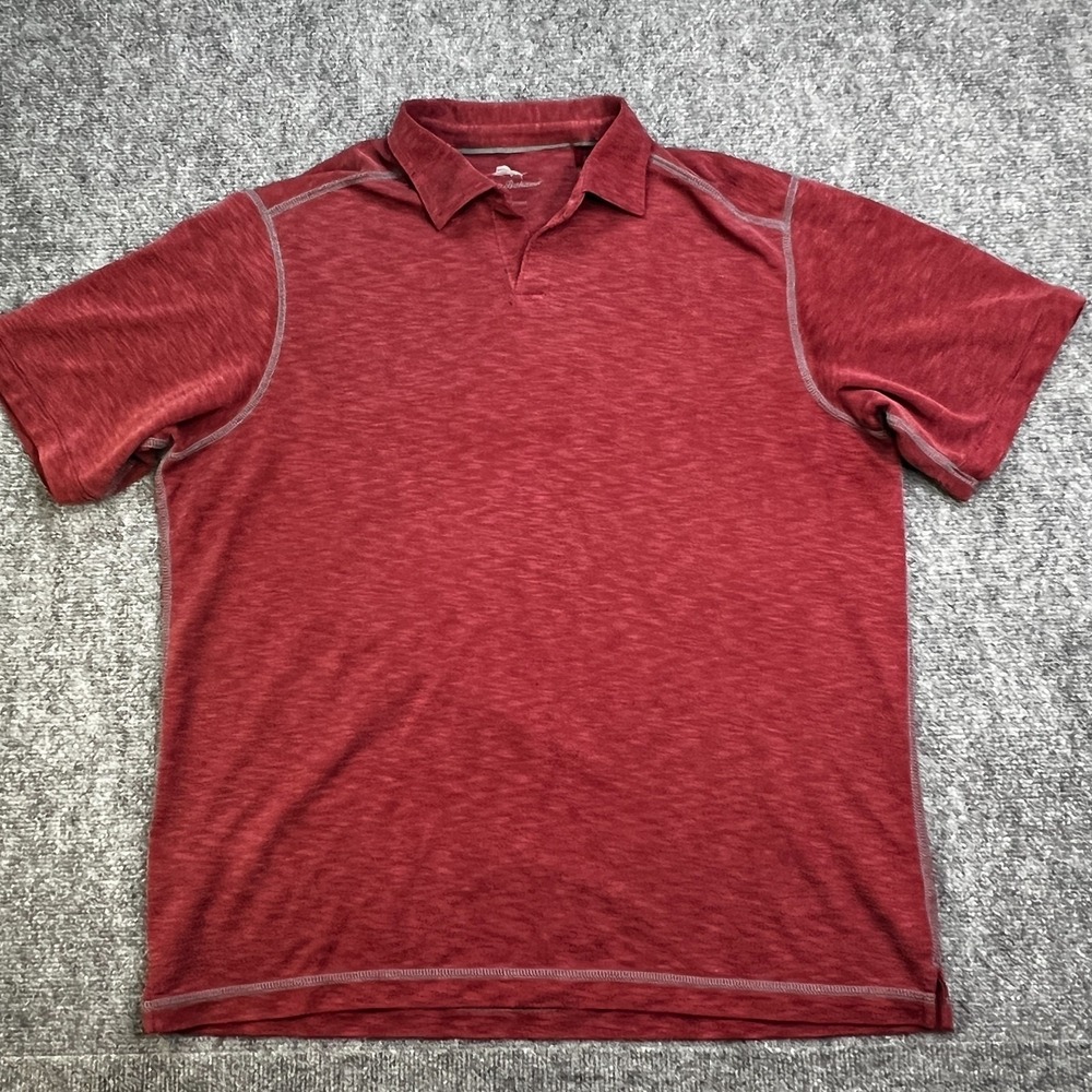 Tommy Bahama Pima Cotton Polo Shirt Men's Medium Red Short Sleeve Classic Casual